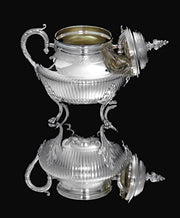Coignet - 4pc. French 950 Sterling Silver Tea Set + Christofle Serving Tray
