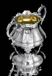 SAVORY And Sons - 9pc. 19th Century Victorian (British) Sterling Silver Tea Set + Storage Wraps.