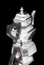 Tetard & Coignet - 5pc. Original French (Gatsby Era) Art Deco 950 Sterling Silver Tea Set + Storage Wraps, Museum Quality