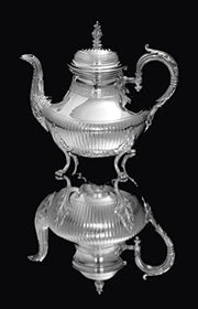 Coignet - 4pc. French 950 Sterling Silver Tea Set + Christofle Serving Tray