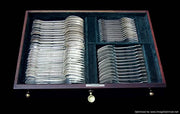 Tetard - 159pc. Antique French 950 Sterling Silver Flatware Set, Versailles Model + Storage Cabinet, Museum Quality.