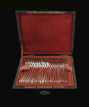 Thomas & Henin - 95pc. (Service for 24) Louis XVI French 950 Sterling Silver Dessert Flatware Set + Storage Chest
