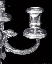 Joseph Anysz - Two 5-Candle 20th Century Belgian 835 Silver Candelabra + Storage Wraps.