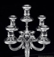 Joseph Anysz - Two 5-Candle 20th Century Belgian 835 Silver Candelabra + Storage Wraps.