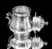 Boin-Taburet & Faberge, - 8pc. French 950 Sterling Silver Tea Set + 6 Faberge Egg Espresso Cups - MAGNIFICENT !