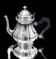 Boin-Taburet & Faberge, - 8pc. French 950 Sterling Silver Tea Set + 6 Faberge Egg Espresso Cups - MAGNIFICENT !