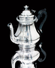 Boin-Taburet & Faberge, - 8pc. French 950 Sterling Silver Tea Set + 6 Faberge Egg Espresso Cups - MAGNIFICENT !