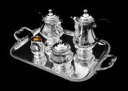 Christofle (Cardeilhac) - 4pc. Antique French 950 Sterling Silver Tea Set + Boulenger Sterling Serving Tray, 1890s !