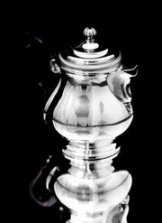 Christofle (Cardeilhac) - 4pc. Antique French 950 Sterling Silver Tea Set + Boulenger Sterling Serving Tray, 1890s !