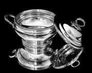 Henin - 2pc. Louis XVI Covered 950 Sterling Silver Vegetable Server / Tureen - Like New !