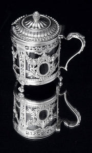 Louis XVI - Original French 18th Century Sterling Silver Salt Cellars & Mustard Server, Late 1700s