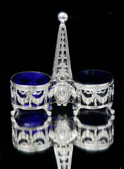 Louis XVI - Original French 18th Century Sterling Silver Salt Cellars & Mustard Server, Late 1700s