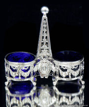 Louis XVI - Original French 18th Century Sterling Silver Salt Cellars & Mustard Server, Late 1700s