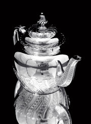 Odiot & Faberge - 9pc. French 950 Sterling Silver Tea Set + 6 Faberge Egg Espresso Cups - STUNNING !!