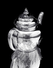 Odiot & Faberge - 9pc. French 950 Sterling Silver Tea Set + 6 Faberge Egg Espresso Cups - STUNNING !!