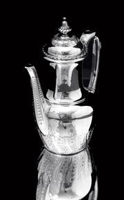 Odiot & Faberge - 9pc. French 950 Sterling Silver Tea Set + 6 Faberge Egg Espresso Cups - STUNNING !!