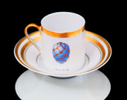 Boin-Taburet & Faberge, - 8pc. French 950 Sterling Silver Tea Set + 6 Faberge Egg Espresso Cups - MAGNIFICENT !