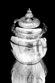 Odiot & Faberge - 9pc. French 950 Sterling Silver Tea Set + 6 Faberge Egg Espresso Cups - STUNNING !!