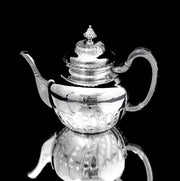 Odiot & Faberge - 9pc. French 950 Sterling Silver Tea Set + 6 Faberge Egg Espresso Cups - STUNNING !!