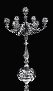 Spanish - Two 19th Century Spanish 915 Silver, 7-Candle Candelabra, Museum Quality.
