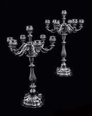 Spanish - Two 19th Century Spanish 915 Silver, 7-Candle Candelabra, Museum Quality.