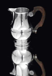 Puiforcat / Hermes - Antique 5pc. French 950  Sterling Silver Tea Set, Louis XVI + Serving Tray & Stoerage Wraps, 1890s