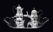 Puiforcat / Hermes - Antique 5pc. French 950  Sterling Silver Tea Set, Louis XVI + Serving Tray & Stoerage Wraps, 1890s