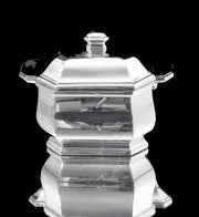 Tetard - 4pc. Original French Art Deco 950 Sterling Silver Tea Set + Serving Tray, Like New !