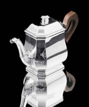 Tetard - 4pc. Original French Art Deco 950 Sterling Silver Tea Set + Serving Tray, Like New !